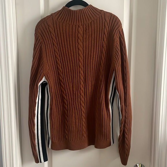 LOFT Side Striped Cable Mock Neck Sweater - Picture 7 of 7